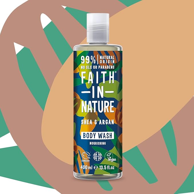 Faith in Nature Natural Shea &amp Argan Body Wash Nourishing Vegan &amp Cruelty Free Parabens and SLS Free 400ml