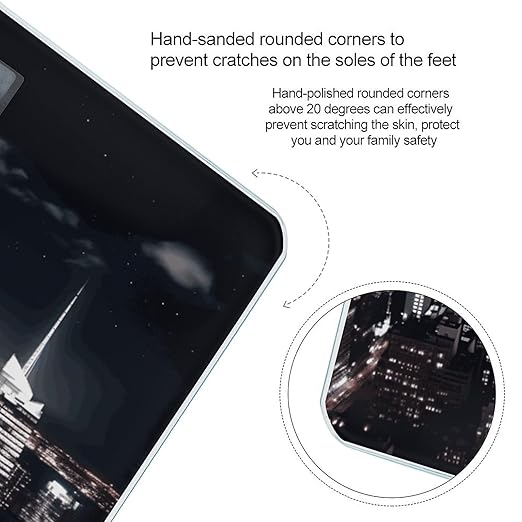 New York Night Sky Weight Scale Digital Electronic Scales Bathroom Scale Larg LCD Backlight Display High Precision MeasurementsTempered Glass
