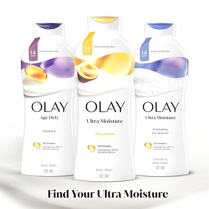 Olay Body Wash for Women Ultra Moisture 24hr Moisturizing Hydrating &amp Refreshing B3 Vitamin Complex Free of Parabens &amp Phthalates for All Skin Types Shea Butter Scent 22 fl oz (Pack of
