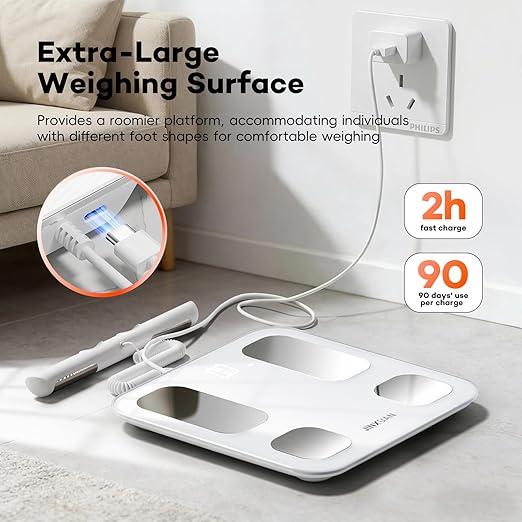 Smart Scale for Body Weight 8 Electrodes Digital Bathroom Scale with BMI Body Fat Muscle Mass 26 Metrics Full Body Composition Analyzer High Precision Digital Scale with LED Screen Bluetooth