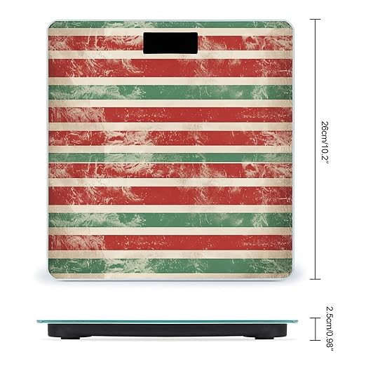 Red and Green Stripes Scale for Body Weight Accurate Digital Bathroom Scale Toughened Glass High Precision Scales Smart Weight Scales with Large LCD Backlight Display Weighing Machine