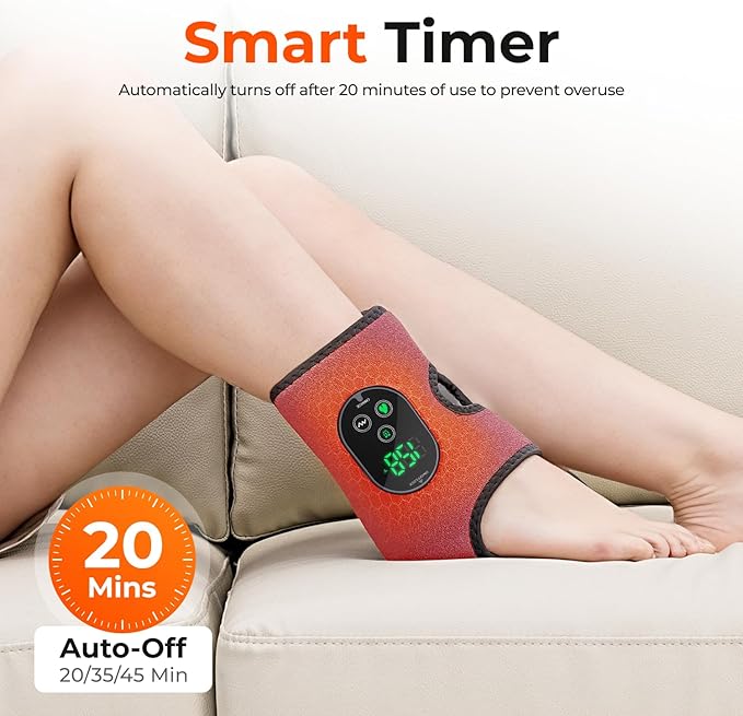 Cordless Ankle Massager for Pain Relief - 3-in-1 Foot Renew Triple Method Massager with 6 Heating and 3 Vibration Levels 3000mAh Rechargeable Battery Auto Shut-Off Gifts for Women Men Grey