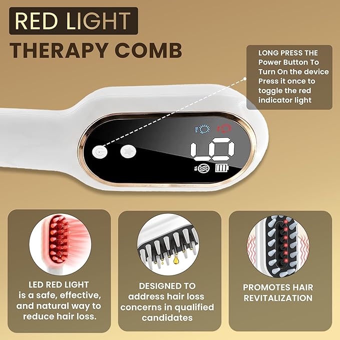 3-in-1 Electric Scalp Massager and Hair Oil Applicator - Red Light Therapy Brush for Deep Scalp Care Serum &amp Essential Oils - Premium Hair Care Gift Set