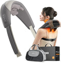 Shiatsu Neck and Shoulder Massager with Heat for Pain Relief Deep Tissue Portable Massagers for Neck and Back Gifts for Men and Woman (Grey with Leather Handbag)