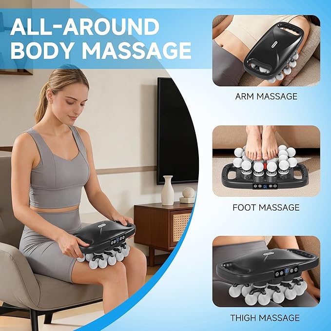 leikefitness 20-Head Deep Tissue Massage Gun with 20 Intensities 6 Modes 3 Timing Settings Electric Percussion Massager for Back Shoulders Legs Arms Neck
