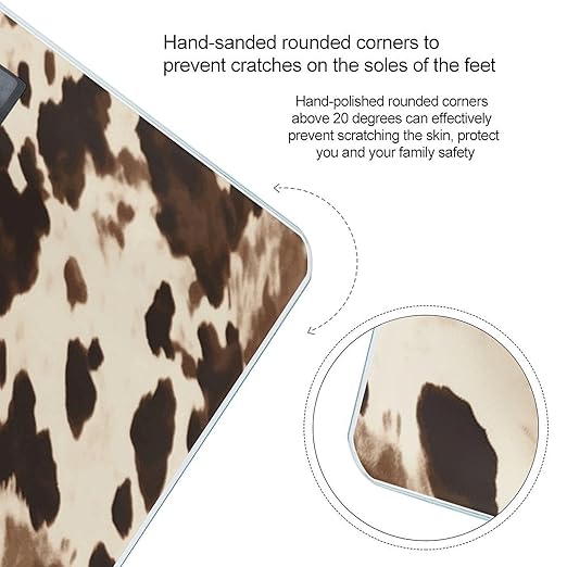 Cow Printed Scale for Body Weight Sturdy Tempered Glass Weighing Scales with LCD Display Accurate Digital Bathroom Scale Convenient Body Fat Smart Scales 400lb