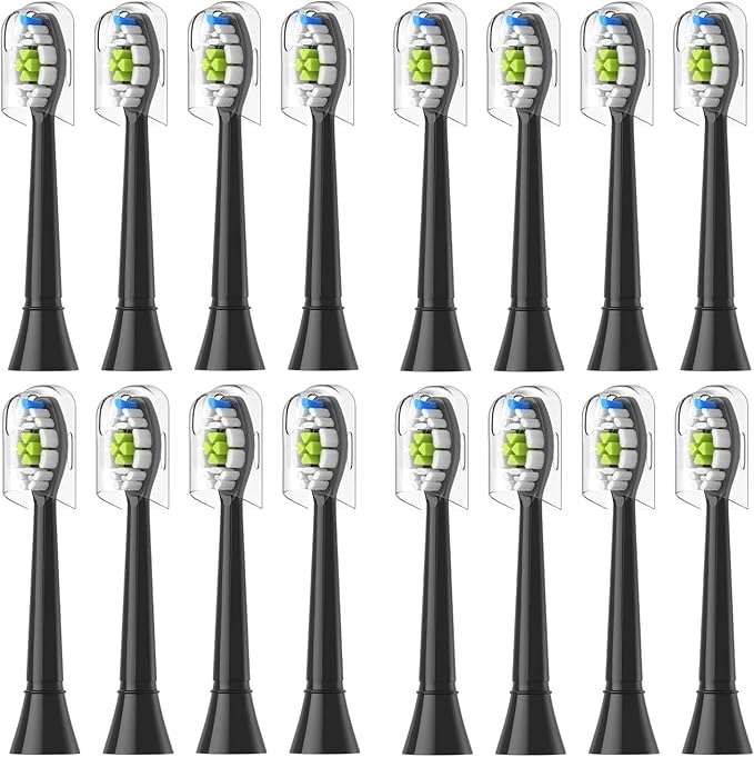 R4/8/12/16pcs Replacement Toothbrush Heads Compatible for with Philips Electric Brush Head 4100 6500 6100 7500 5300 1100(16pcs Black)