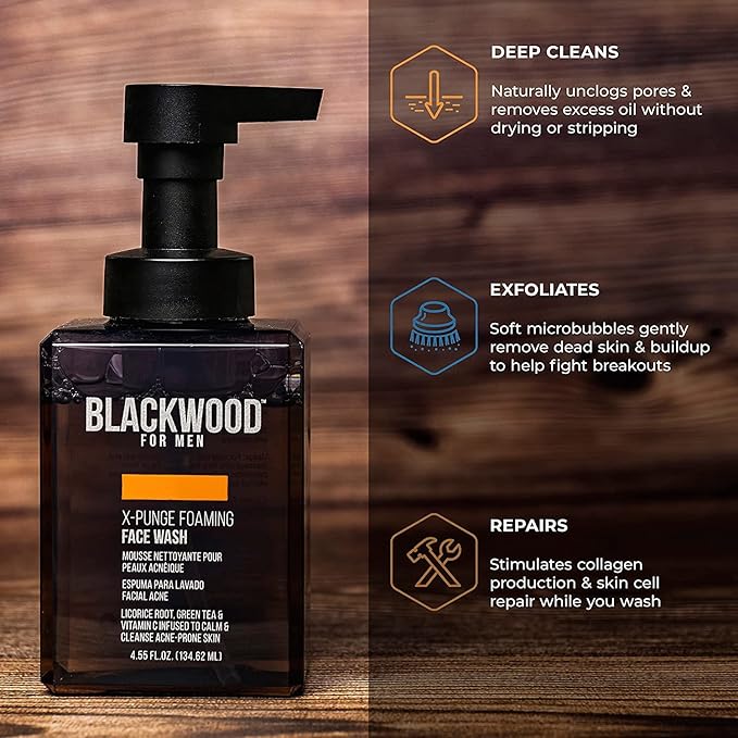 BLACKWOOD FOR MEN Workout Warrior Recovery Set including Active Men Shampoo Pure Moisture Body Wash X-Punge Foaming Face Wash - Natural Vegan Formula