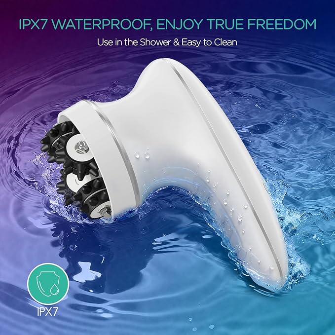 VOYOR Electric Cellulite Massager Body Sculpting Machine for Arms Belly Legs Waist Buttocks 3 Strengths for Body Cleaning and Deep Tissue Cellulite Massage IPX7 Waterproof &amp Cordless VRMM1-