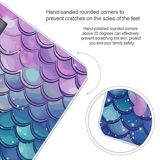 Water Lily Mermaid Scales Scale for Body Weight Anti-Slip Digital Bathroom Scale Sturdy Toughened Glass Weighing Scales High Precision Safe Rounded Corners Smart Scales