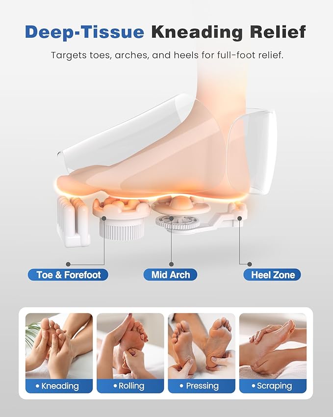 KING RELAX Shiatsu Foot Massager with Heat 2026 Upgraded Deep Kneading &amp Squeeze Massage for Plantar Fasciitis Modern Sculpted Design Fits Up to Size 14 FSA Eligible HSA Store Mothers Day Gif