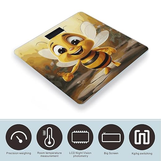 Honey Bee Bathroom Scale Ultra-Bright Liquid Crystal Screen Weight Scale Accurate Bathroom Body Scales for Body Weight Bathroom Pet Home Bedroom Gift-Giving