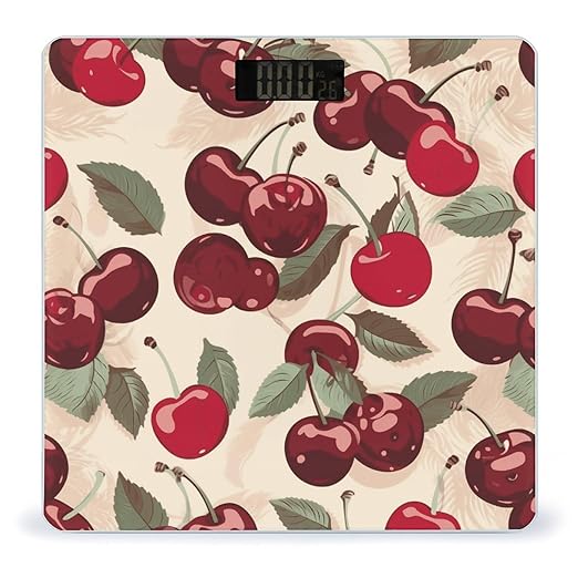 Cherry Pattern Smart Scale for Body Weight Accurate Bathroom Scale with LED Display Digital Weight Scales Weighing Machine High Precision Scales for Bath Home