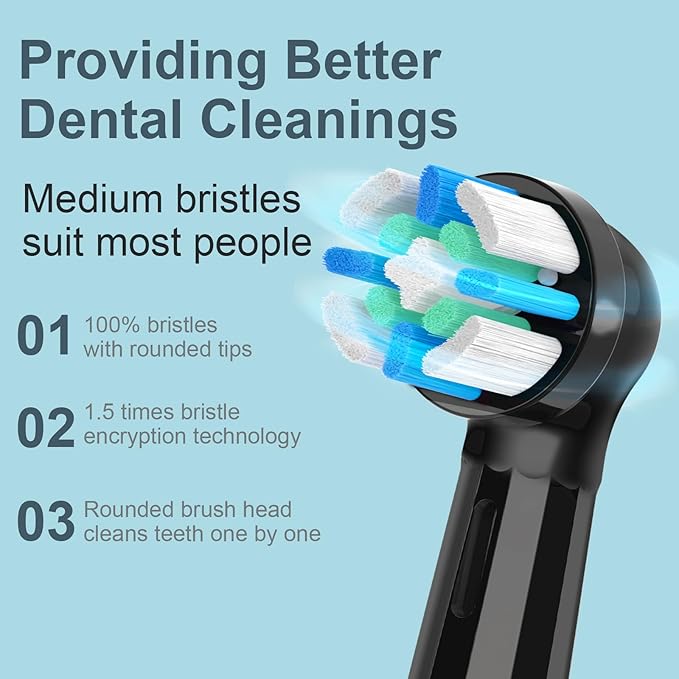 12 PCS Replacement Heads Compatible with Oral B IO 2/3/4/5/6/7/8/9/10/Deep Clean Series Electric Toothbrush Medium Softness Brush Heads Compatible with Oral B IO for Teeth and Gums Care (Black)