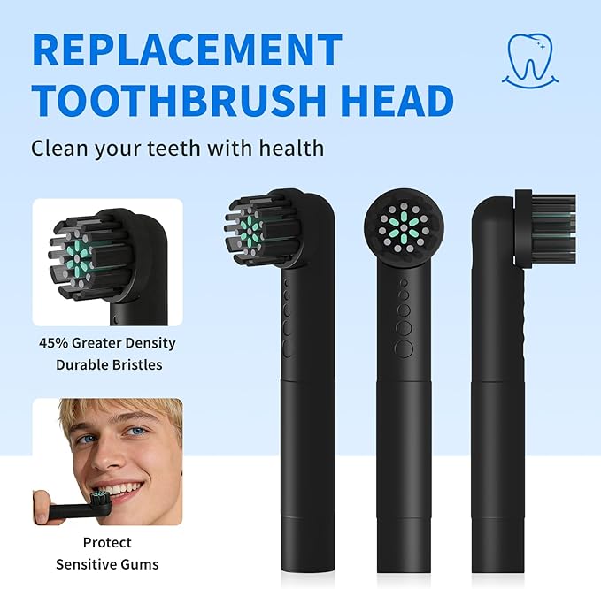 Toothbrush Replacement Heads Compatible with Quip 360 Oscillating Electric Toothbrush Soft Bristles Brush Heads Black Pack of 4
