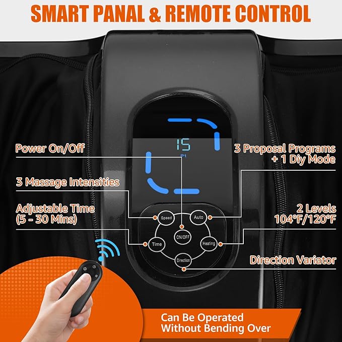 Shiatsu Foot Massager with Heat and Remote 360° Rotating Stand for Feet Calves and Arms Deep Kneading and Rolling Machine with Adjustable Intensity and Timerfor Home Office Relaxation