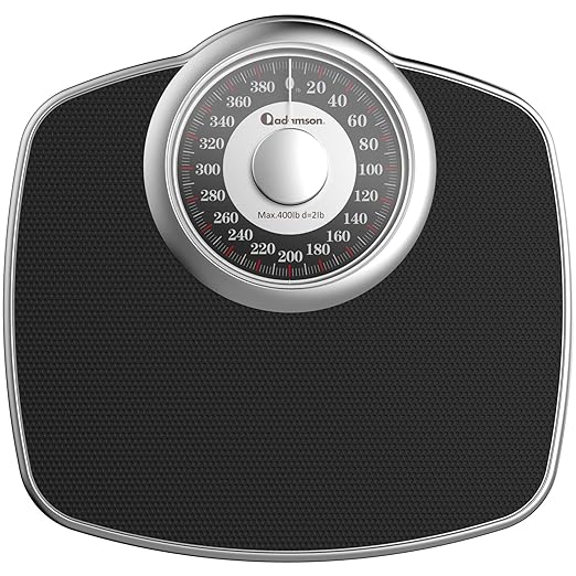 Adamson A25 Scales for Body Weight - Up to 400 LB - New - 5.3 Dial on 12.4 x 10.2 Platform - Anti-Skid Rubber Surface - Bathroom Scale Analog - Durable with 20-Year Assurance - Silver