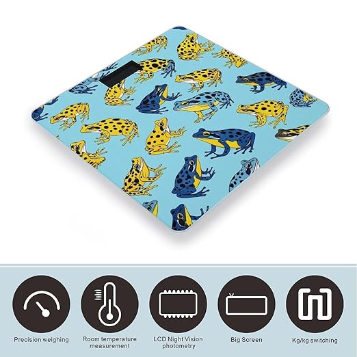 Smart Scale for Body Weight Automatic Switch Digital Bathroom Weighing Scale Colorful Tropical Frogs