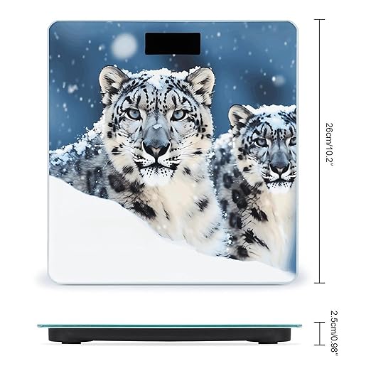 Blue Eyed Snow Leopard Scale for Body Weight Safe Rounded Corners Tempered Glass Digital Bathroom Scale LED Display 400lb Capacity Weight Scales with High Precision Sensors