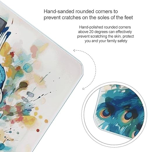 Watercolor Peacock Bathroom Scale for Body Weight Bathroom Weighing Scale with Backlit LCD Display Highly Accurate Measures Weight Up to 180kg