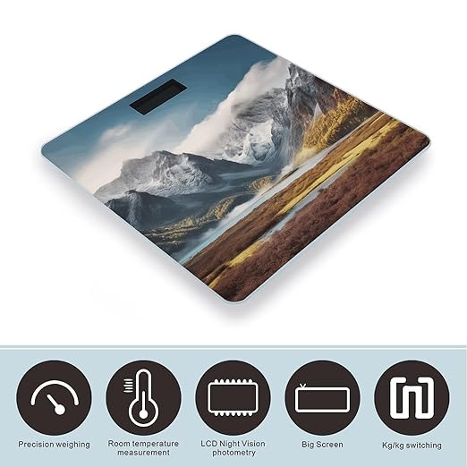 Travel Mountain Scenery Scale for Body Weight Digital Bathroom Scale Accurate Smart Weight Scales with Large Display Weighing Machine High Precision Scales