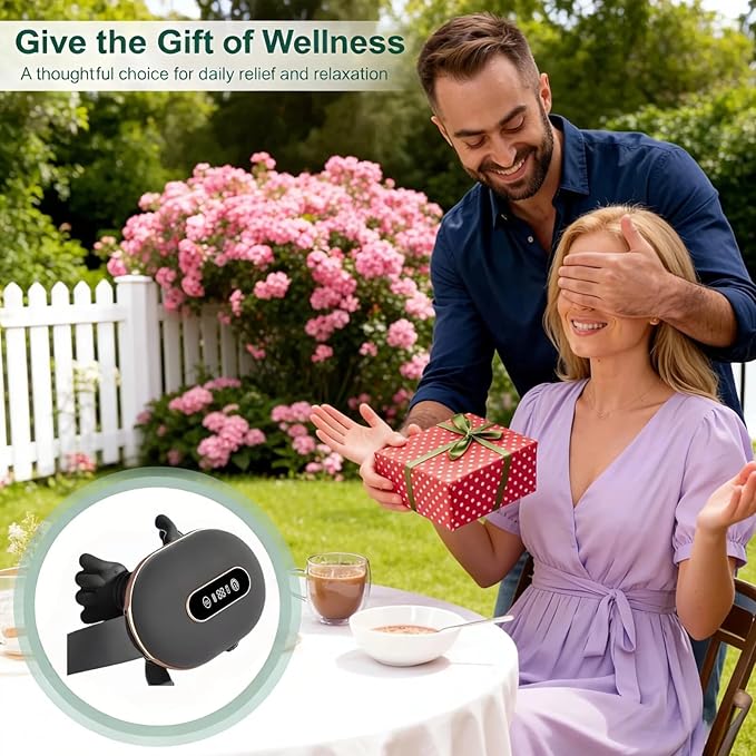 SALAN Heat Therapy Neck and Shoulder Massager Deep Muscle Tissue Massage Bionic Fingers Real Pressure-Sensitive FeedbackPortable Wireless Relax Anytime and Anywhere (Black)