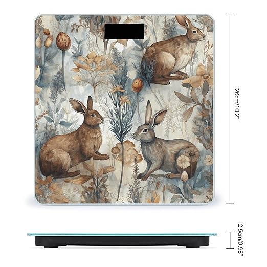 Plant and Bunny Pattern Scale for Body Weight Accurate Digital Bathroom Scale Toughened Glass High Precision Scales Smart Weight Scales with Large LCD Backlight Display Weighing Machine
