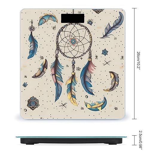 Digital Bathroom Scale for Body Weight Scale with Bright LCD Display High Accuracy Step-On Technology Auto On/Off Dream Catcher and Moon Digital Scales 400 Lbs /180kg
