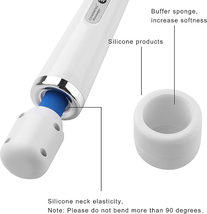 CHARMING 10 Speeds Wired Powerful Handheld Back Massager with Strong Vibration Personal Therapy Massager for Sports Recovery Muscle Aches Full Body Pain (White)