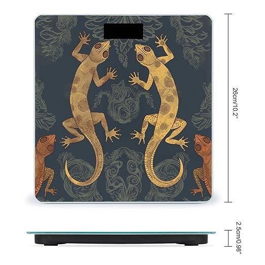 Digital Bathroom Scale for Body Weight Scale with Bright LCD Display High Accuracy Step-On Technology Auto On/Off Gecko Lizards Digital Scales 400 Lbs /180kg