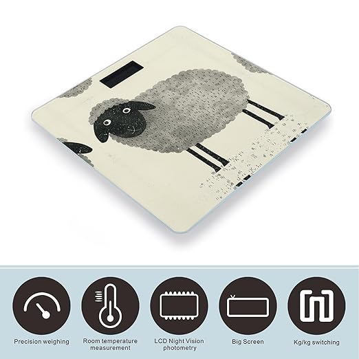 Sheep Smart Scale for Body Weight Accurate Bathroom Scale with LED Display Digital Weight Scales Weighing Machine High Precision Scales for Bath Home