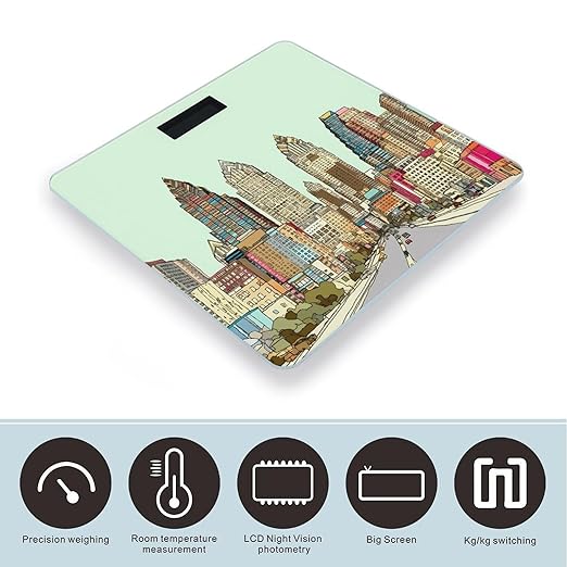 Austin Texas Scale with LCD Precision Weighing Scales Sturdy Tempered Glass Weight Scales Easy-to-Read Anti-Slip Weight Digital Bathroom Scale for Daily