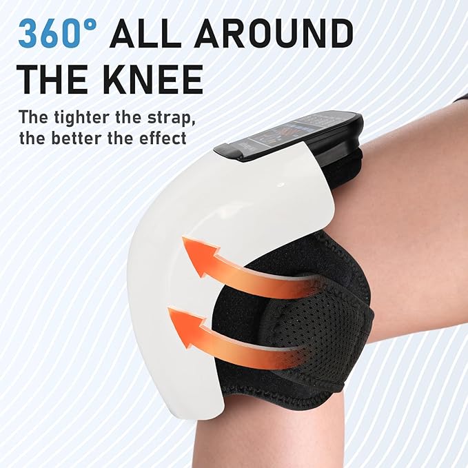 Knee Massager 4 in 1 with Heat Vibration Red Light and 3D Massage Cordless Portable Rechargeable Gifts for Family and Friends