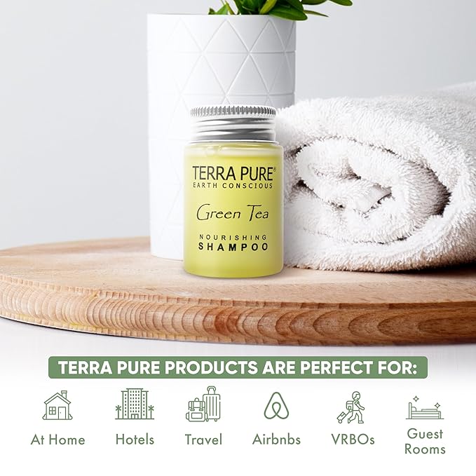 Terra Pure Shampoo Conditioner and Body Wash Travel Size Hotel Amenities 1 oz. (Case of 300)