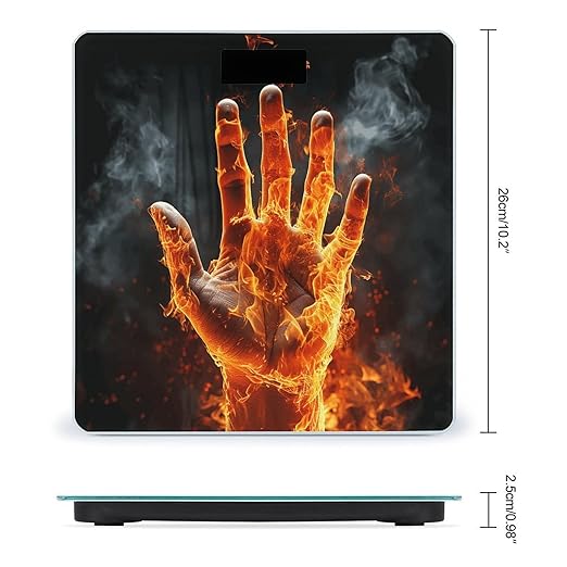 Fire Flame Hand Bathroom Scale Rounded Smart Scale for Body Weight Automatic Power On/Off Weight Scales Accurate Bathroom Digital Scales for Pet Home Bedroom Kitchen