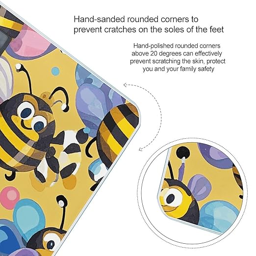 Cartoon Bee Pattern Scale for Body Weight Sturdy Tempered Glass Weighing Scales with LCD Display Accurate Digital Bathroom Scale Convenient Body Fat Smart Scales Easy Read