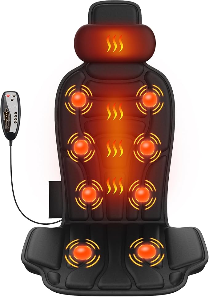 Back Massager with HeatVibration Massage Chair Pad with 5 Massage Modes &amp Adjustable Heat Levels Memory Foam Back Massager Cushion for Office Chair or Home UseMidnight