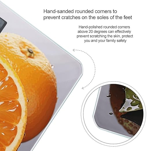 Orange Scale for Body Weight Precision Bathroom Weighing Scales with Back Lit LCD Display Sturdy Tempered Glass Body Weight Scales Digital Bathroom Scale 400lb