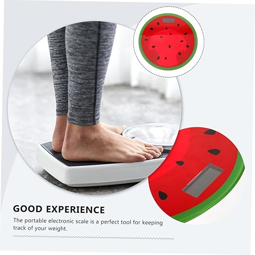 FRCOLOR Cartoon Watermelon Digital Weight Scale Mini Tempered Bathroom Scale Read Display Accurate Measurement for Home Use Fun Summer Design