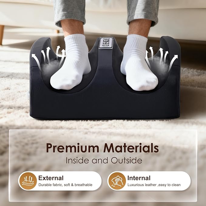 Foot Massager with Heat Electric Foot and Calf Massager with Roller Deep Tissue Massage for Plantar Fasciitis Neuropathy &amp Pain Relief Gifts for Women &amp Men(Black)
