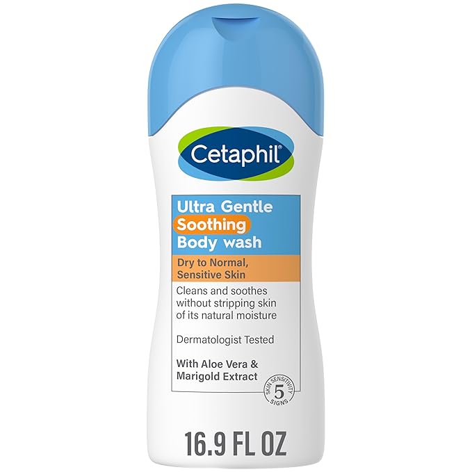 Cetaphil Body Wash NEW Moisturizing Relief Body Wash for Sensitive Skin Creamy Rich Formula &amp Ultra Gentle Refreshing Body Wash For Dry to Normal Sensitive Skin 16.9oz with Aloe Vera