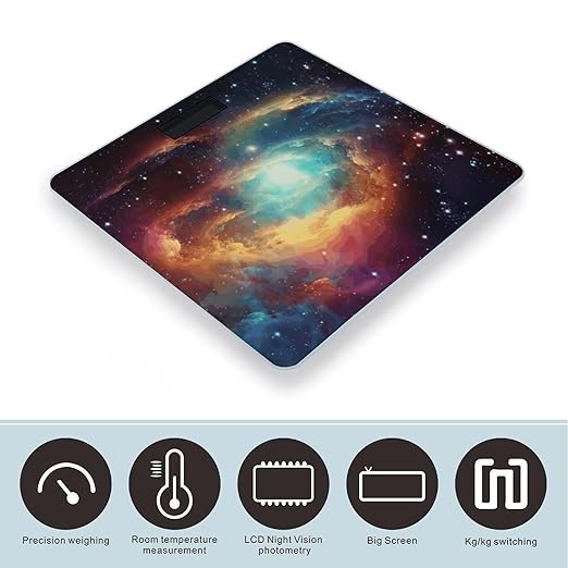 Gorgeous Galaxy Bathroom Scale for Body Weight Bathroom Weighing Scale with Backlit LCD Display Highly Accurate Measures Weight Up to 180kg