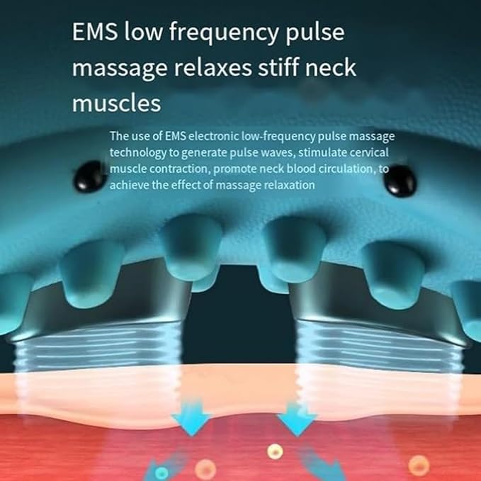 Massager Electric 6 Levels Massage Intensity Heated Stretcher 4D Portable Massager Cervical Stretching Pillow Massage for Neck &amp Shoulder Discomfort Relief (Blue)