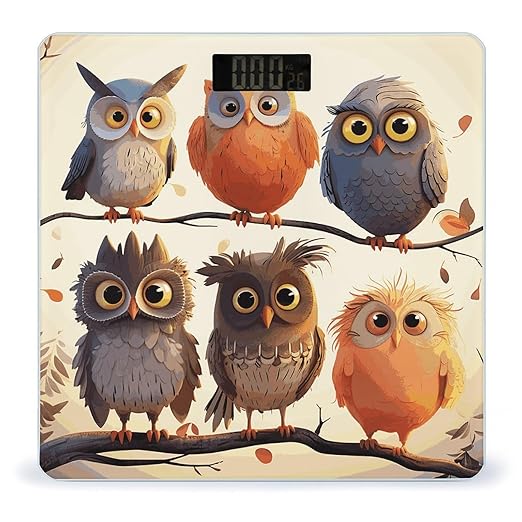 Owls Birds Bathroom Scale Ultra-Bright Liquid Crystal Screen Weight Scale Accurate Bathroom Body Scales for Body Weight Bathroom Pet Home Bedroom Gift-Giving