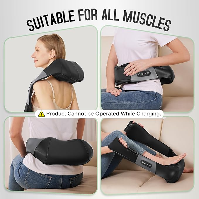 Cordless Shiatsu Neck and Shoulder Massager Back Massager with HeatMassage Deeper Tissue 4D Kneading Massage for Shoulder Neck and Back Use at Home Office Car - Gifts for Fathers Day Dad Gift