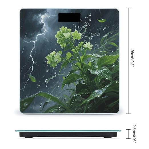 Green Floral Plant Bathroom Scale for Body Weight LCD Display Digital Bathroom Scale Tempered Glass Bathroom Weight Scales Fashion Smart Scales for Home Bedroom 400 Lb
