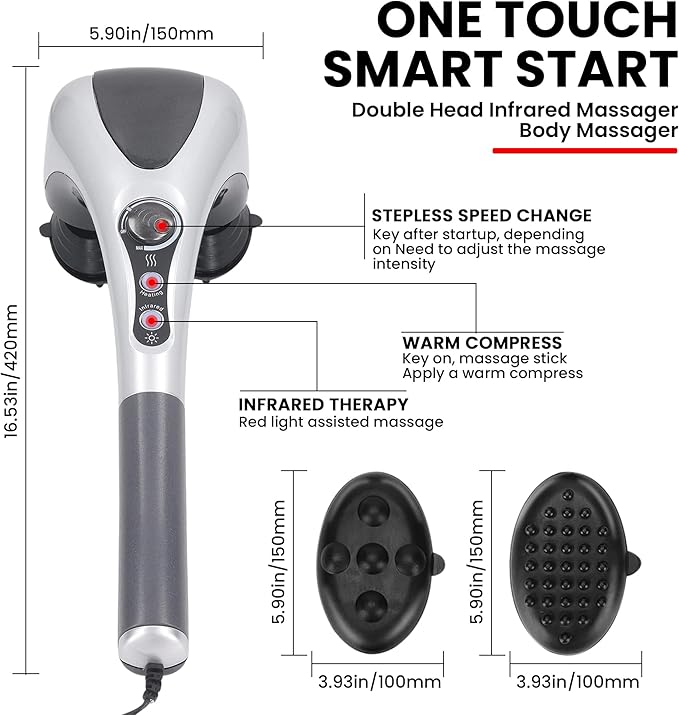Electric Dual Head Heavy Hammer Massager Handheld Heated Massage for Deep Tissue Pain Relief for deep Relaxation and Rejuvenation of Muscles Back Shoulders and Legs Throughout The Body