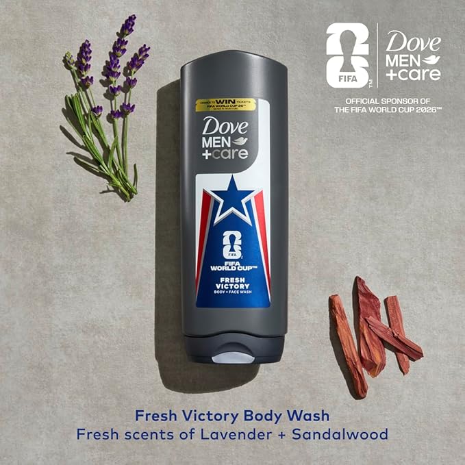 Dove Men+Care FIFA World Cup 2026 Limited Edition Body &amp Face Wash Mixed Pack MicroMoisture Hydration &amp Skin Strengthening 3‑Count