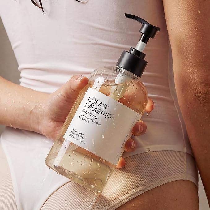 COBA'S DAUGHTER 3in1 Soap | Bubble Bath Body Wash &amp Hand Wash | Aromatherapy-Infused with Persian Lime &amp Cocos Nucifera | Inulin &amp Seaweed Extract for Smooth Hydrated Skin (16.9 Oz)