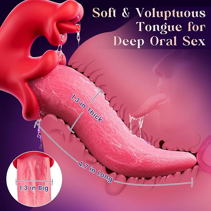 Dual Stimulation Adult for Women 10 Frequency Thrusting Stimulation Modes with Strong Suction Cup for Hands Free Play Automatic Electric Machine Tool for Women Pleasure (Red2)